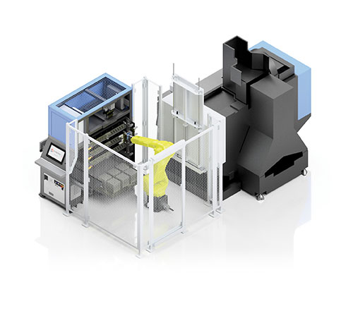 SYNERGi Premier automated manufacturing cell featuring a Doosan machining centre (side load).